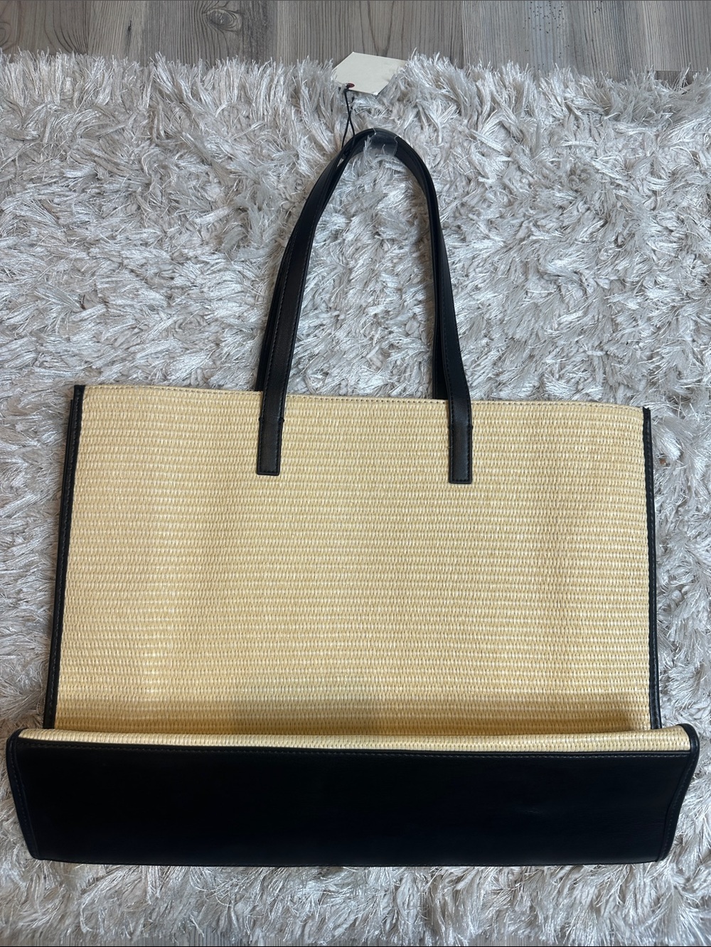 🆕NWT Ted Baker Natural Straw Tote with Black Trim and Handles - Picture 5 of 16